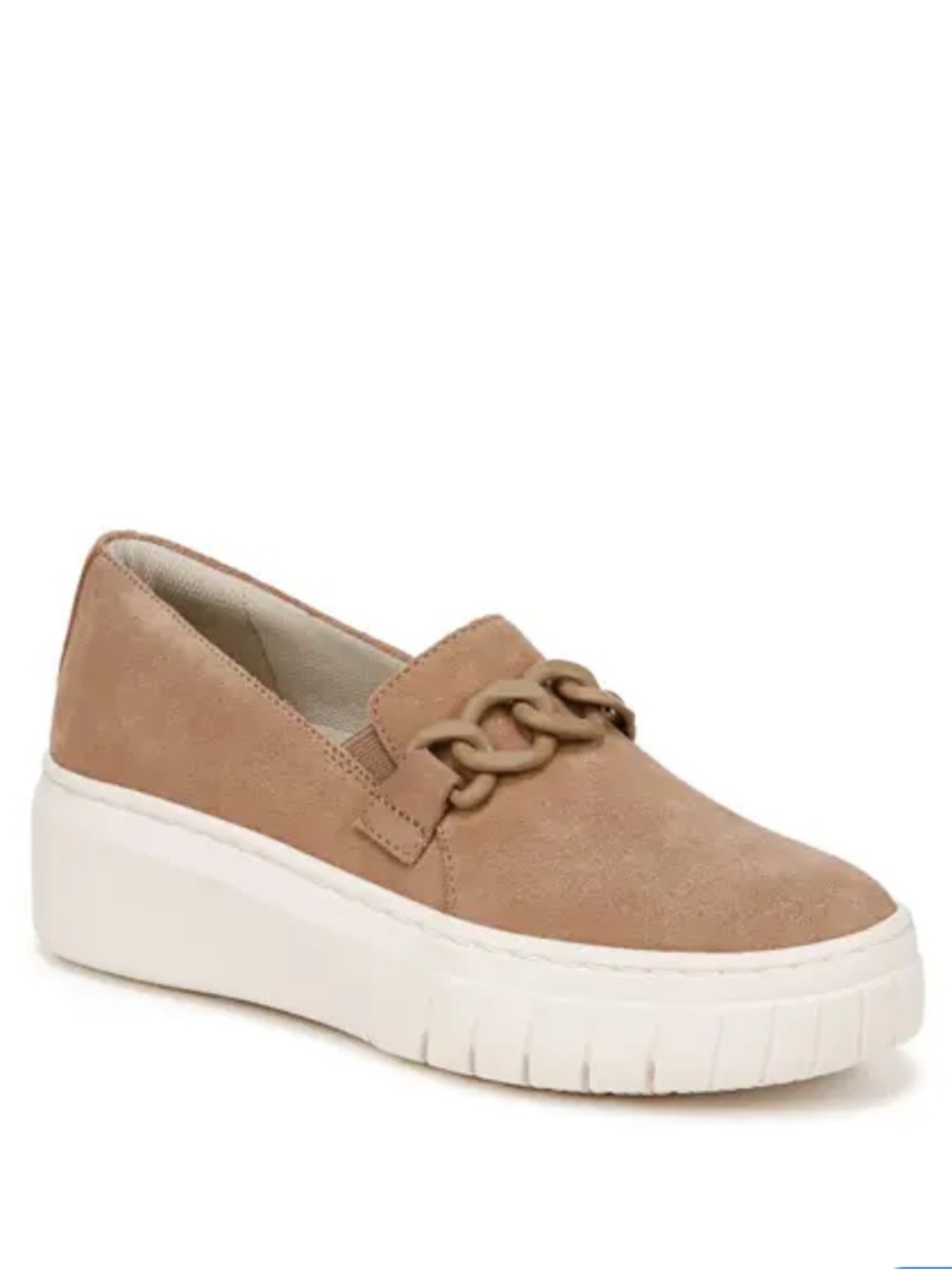 Naturalizer Tan Suede Platform Slip-On with Chain Detail